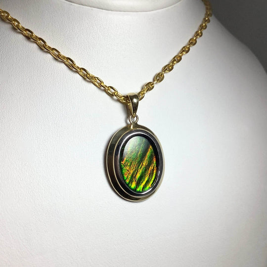 Alberta Ammolite 14K Gold Pendant-Rocks and Gems Canada