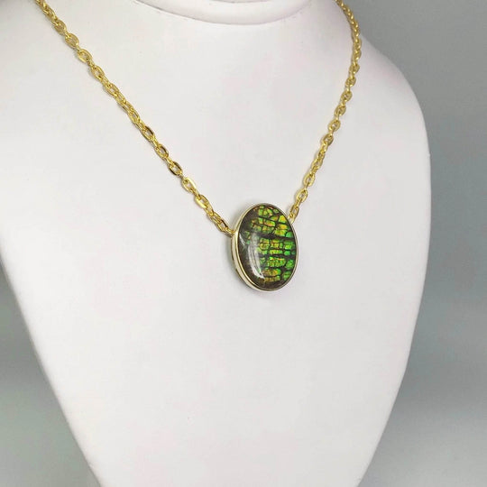 Alberta Ammolite 14K Gold Pendant-Rocks and Gems Canada