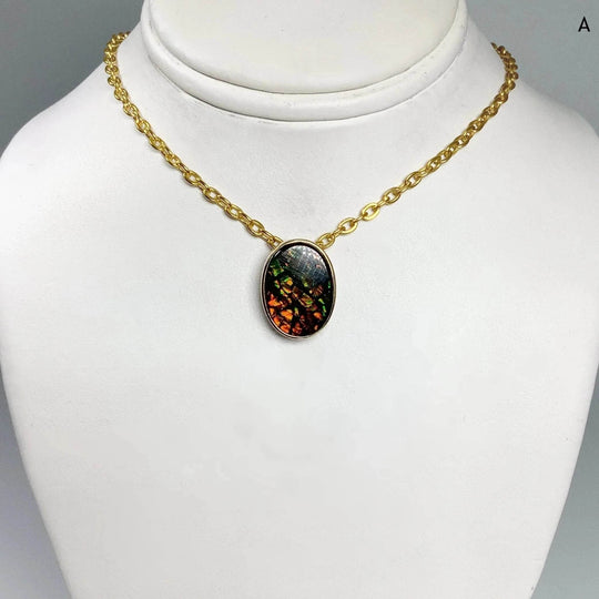 Alberta Ammolite 14K Gold Pendant-Rocks and Gems Canada