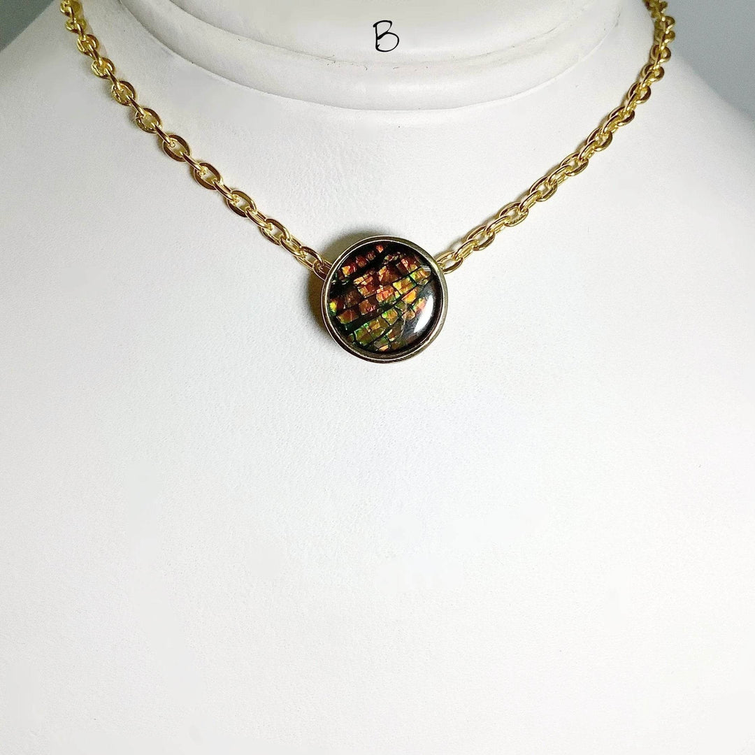Alberta Ammolite 14K Gold Pendant-Rocks and Gems Canada