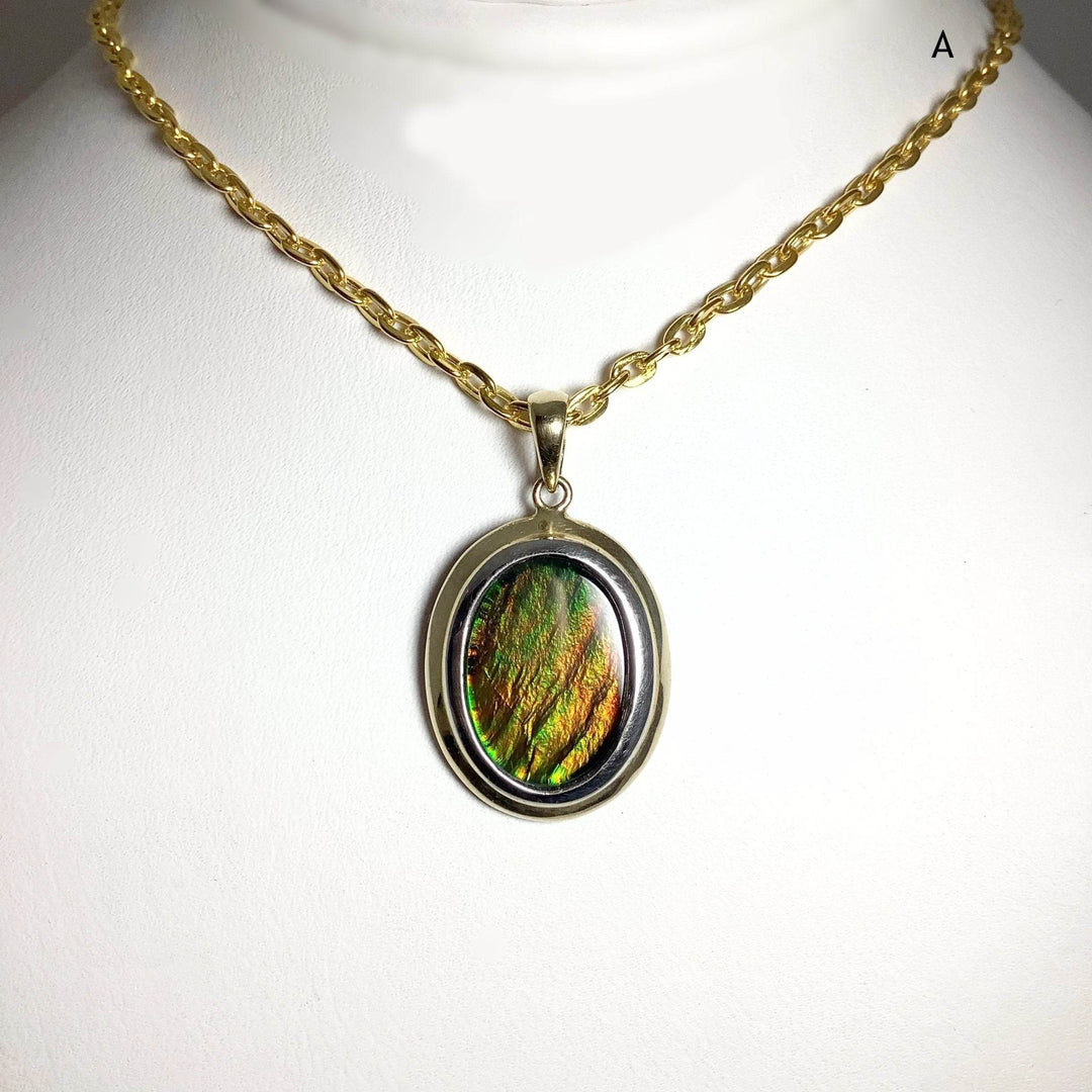 Alberta Ammolite 14K Gold Pendant-Rocks and Gems Canada
