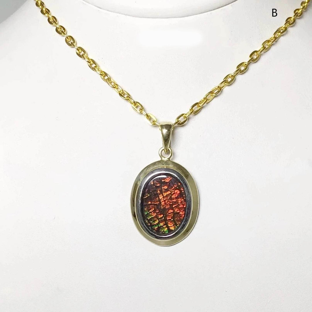 Alberta Ammolite 14K Gold Pendant-Rocks and Gems Canada