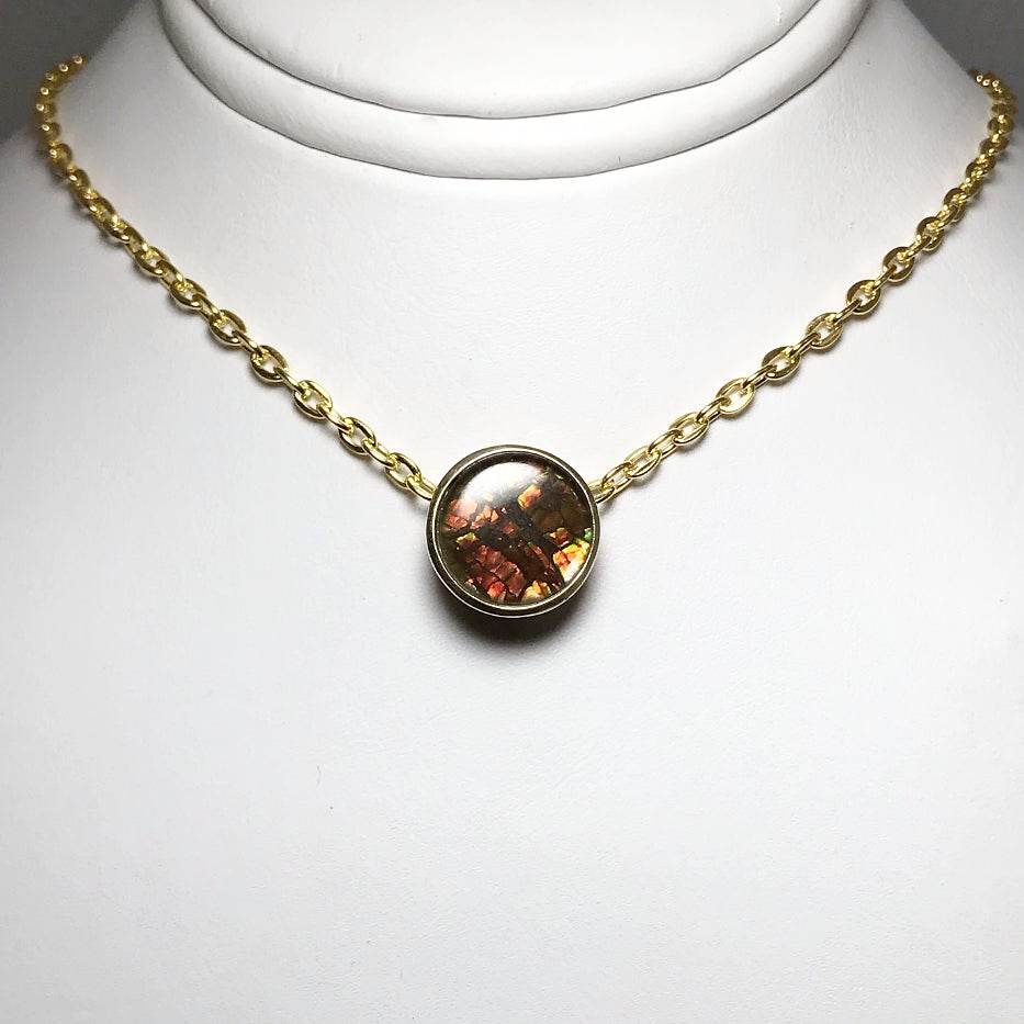 Alberta Ammolite 14K Gold Pendant-Rocks and Gems Canada
