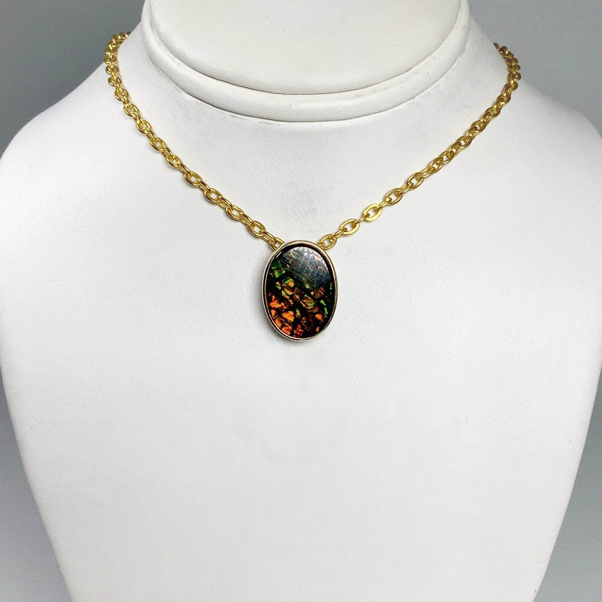 Alberta Ammolite 14K Gold Pendant-Rocks and Gems Canada