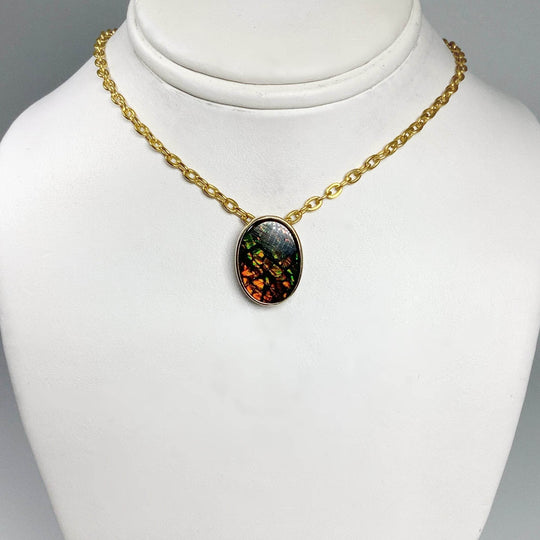 Alberta Ammolite 14K Gold Pendant-Rocks and Gems Canada
