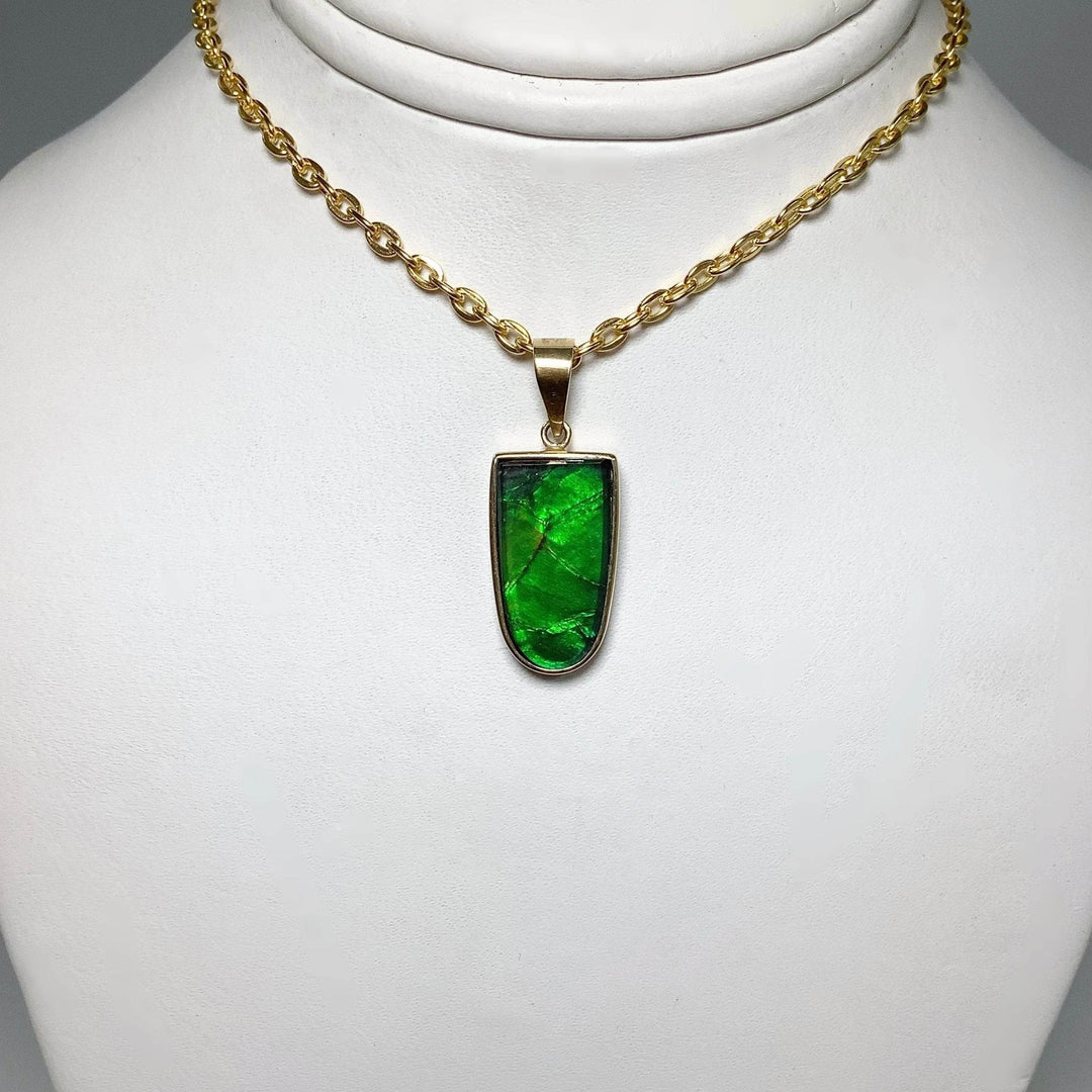 Alberta Ammolite 14K Gold Pendant-Rocks and Gems Canada
