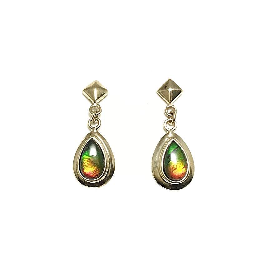 Alberta Ammolite 14K Gold Stud Earrings-Rocks and Gems Canada