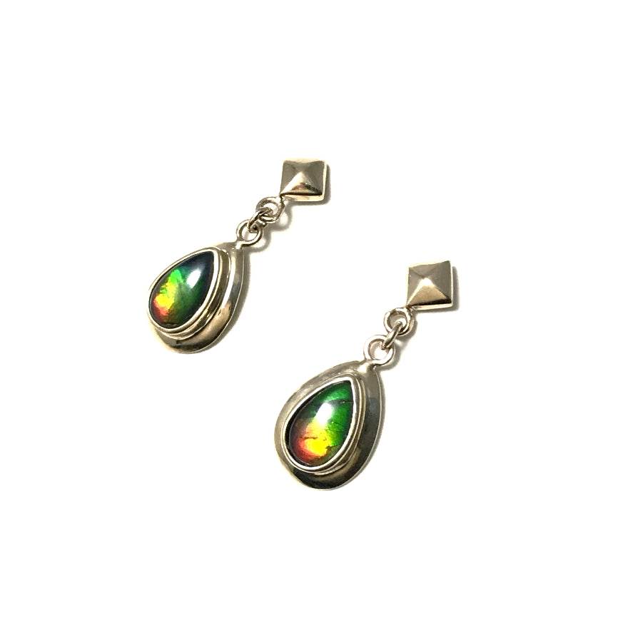 Alberta Ammolite 14K Gold Stud Earrings-Rocks and Gems Canada