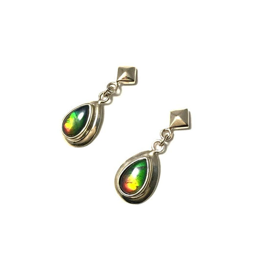 Alberta Ammolite 14K Gold Stud Earrings-Rocks and Gems Canada