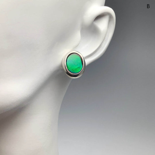 Alberta Ammolite Stud Earrings-Rocks and Gems Canada