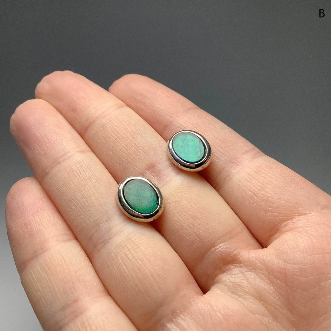 Alberta Ammolite Stud Earrings-Rocks and Gems Canada