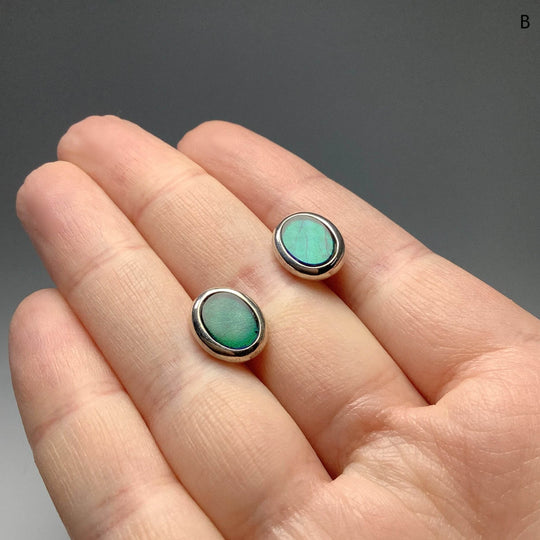 Alberta Ammolite Stud Earrings-Rocks and Gems Canada
