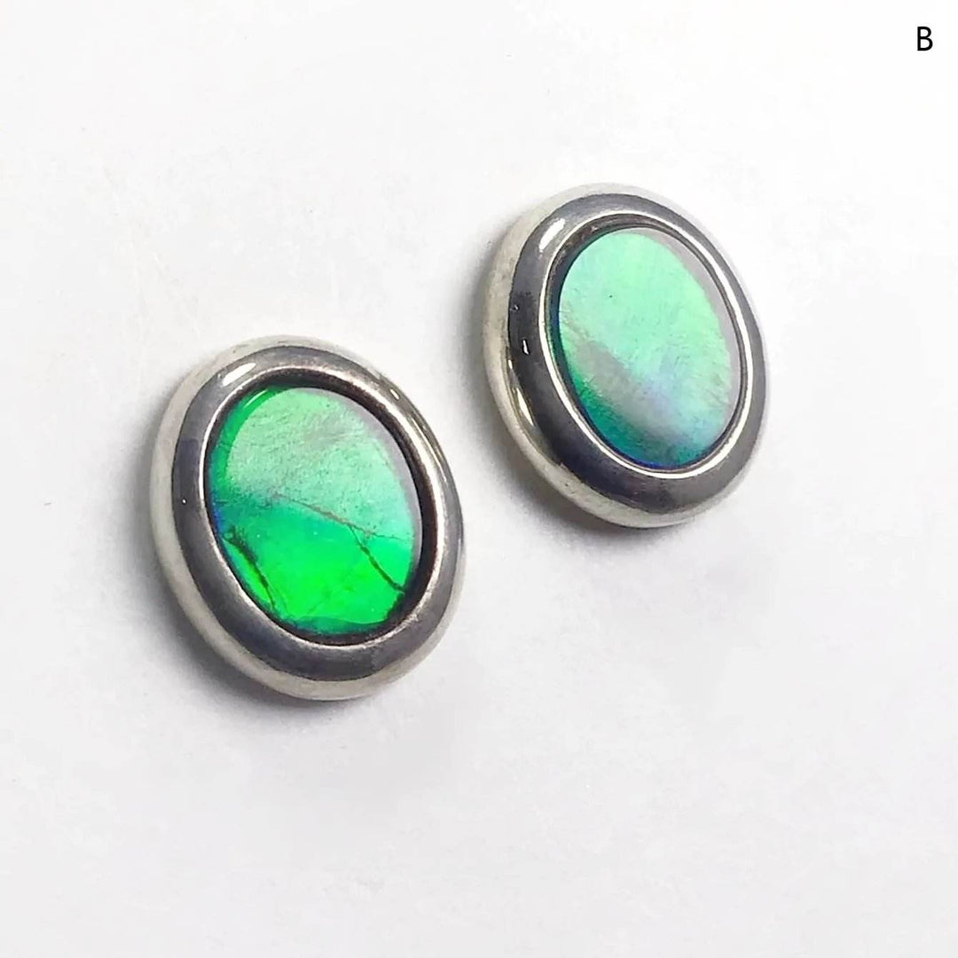 Alberta Ammolite Stud Earrings-Rocks and Gems Canada