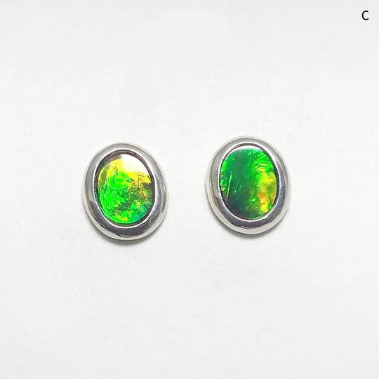 Alberta Ammolite Stud Earrings-Rocks and Gems Canada