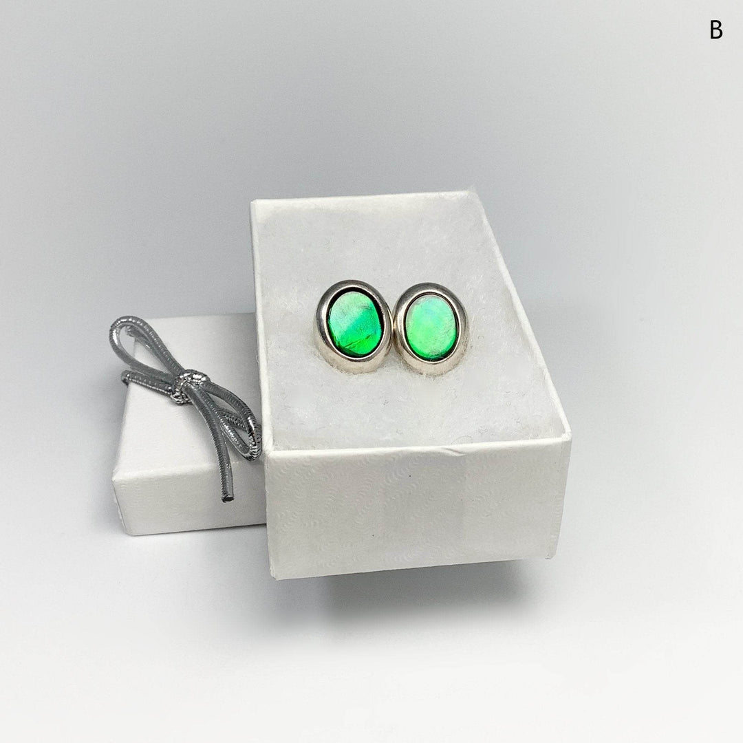 Alberta Ammolite Stud Earrings-Rocks and Gems Canada