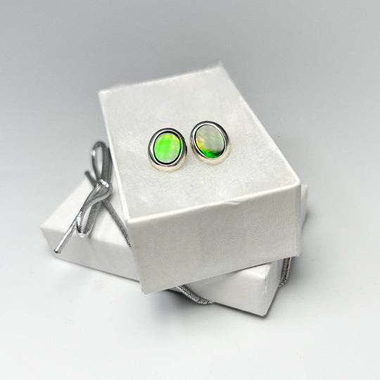 Alberta Ammolite Stud Earrings-Rocks and Gems Canada