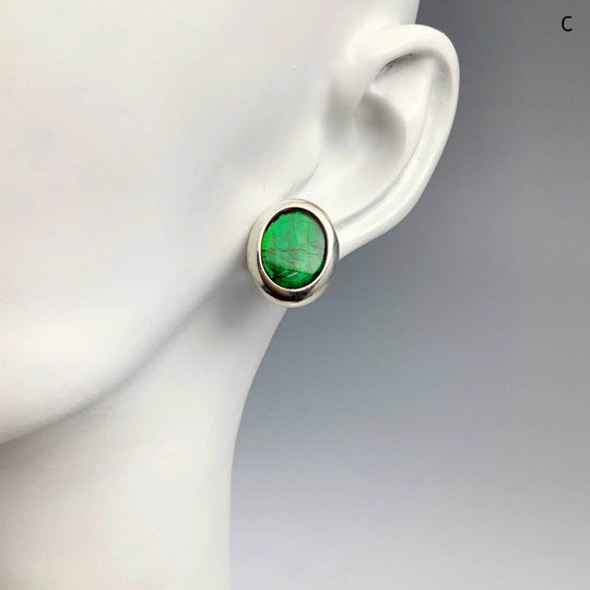 Alberta Ammolite Stud Earrings-Rocks and Gems Canada