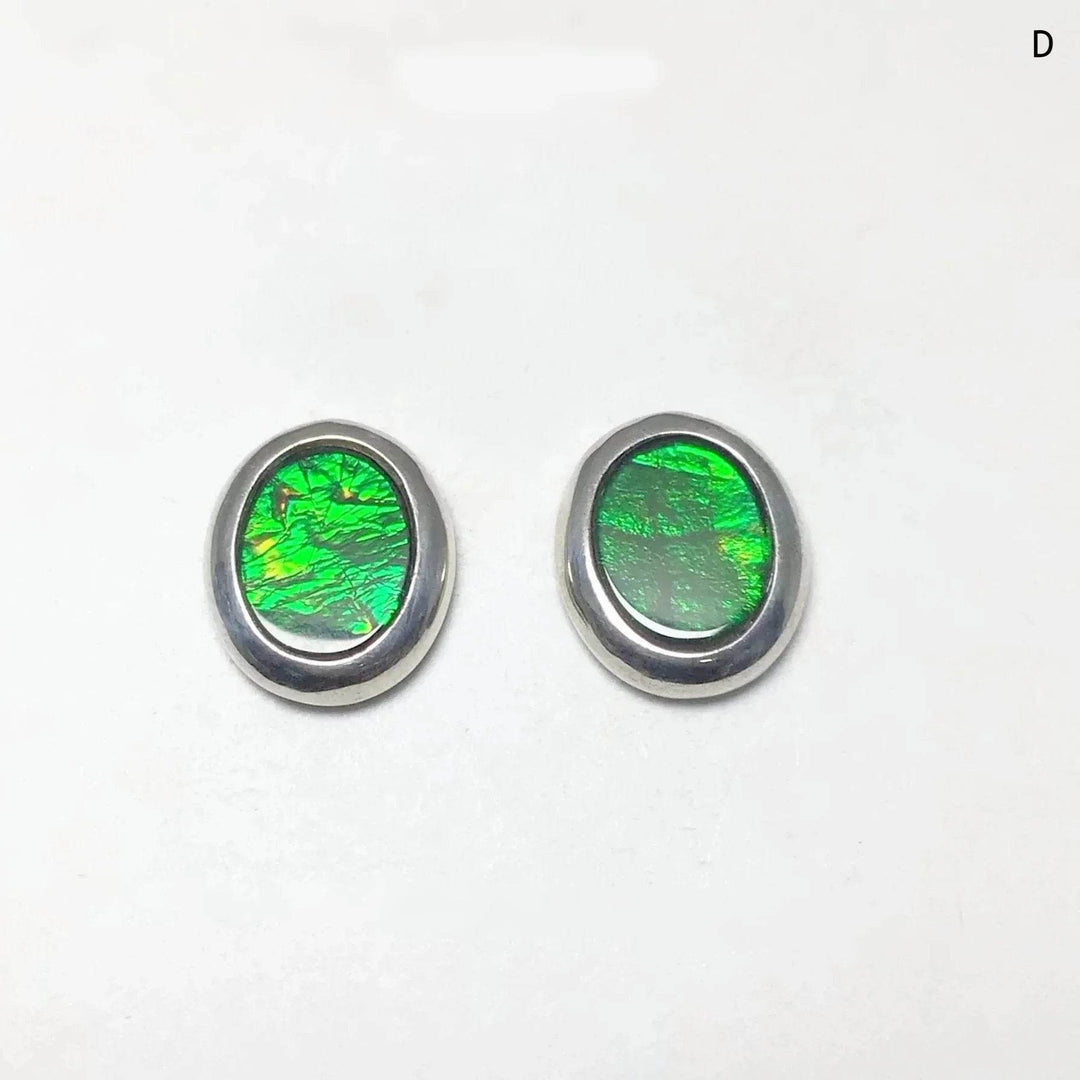 Alberta Ammolite Stud Earrings-Rocks and Gems Canada