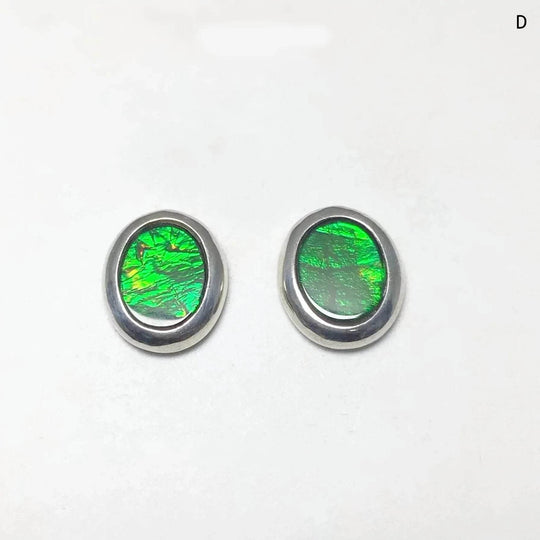 Alberta Ammolite Stud Earrings-Rocks and Gems Canada