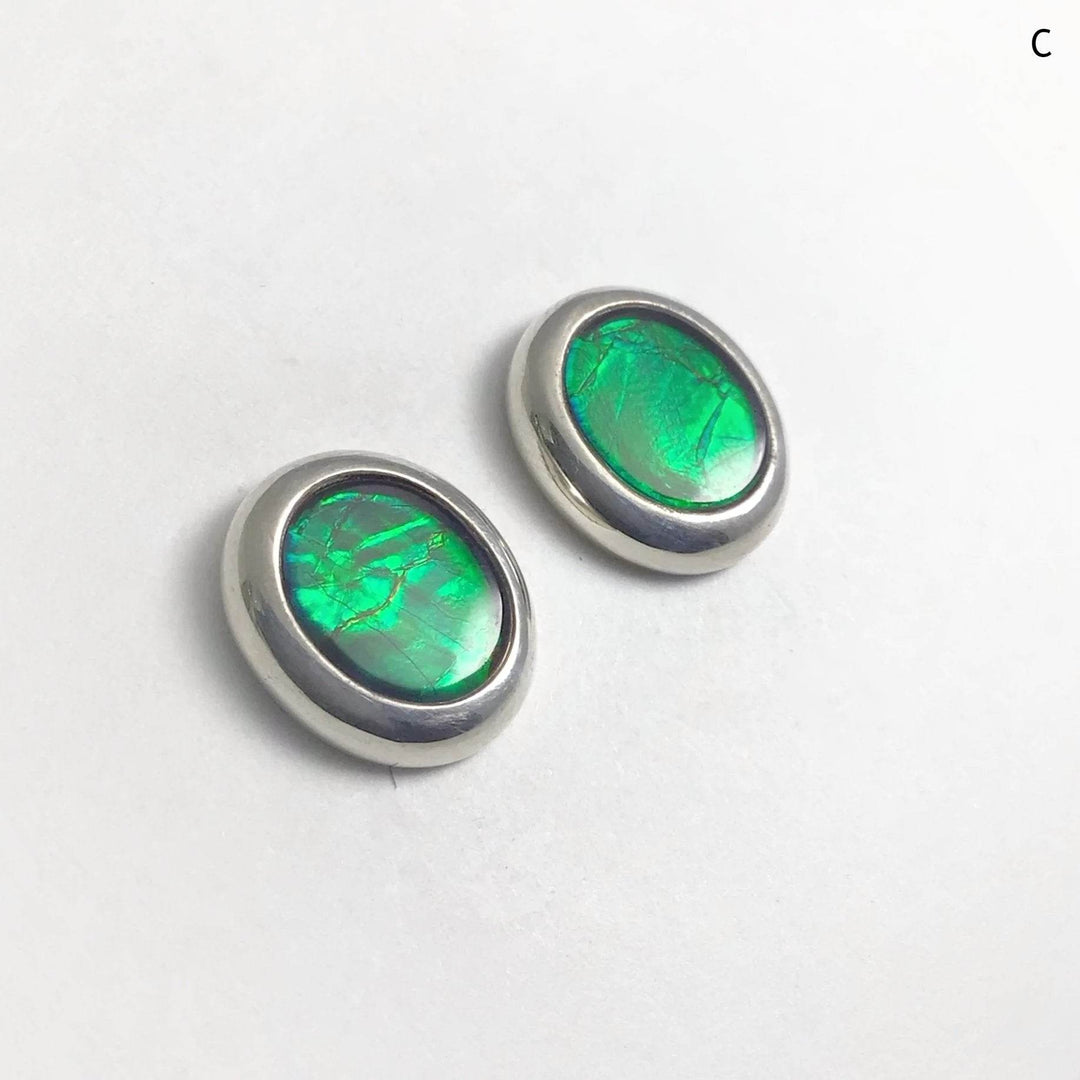 Alberta Ammolite Stud Earrings-Rocks and Gems Canada