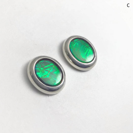 Alberta Ammolite Stud Earrings-Rocks and Gems Canada