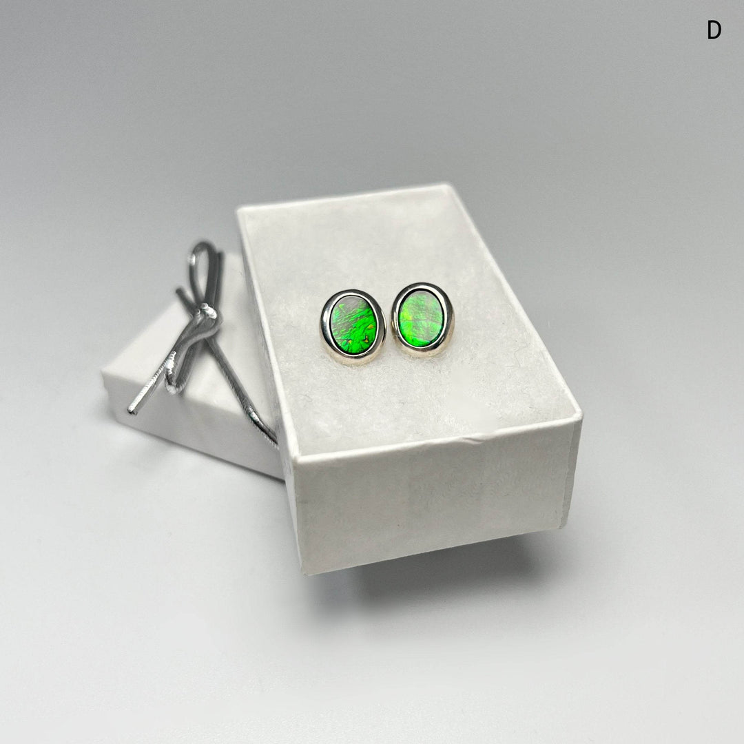 Alberta Ammolite Stud Earrings-Rocks and Gems Canada