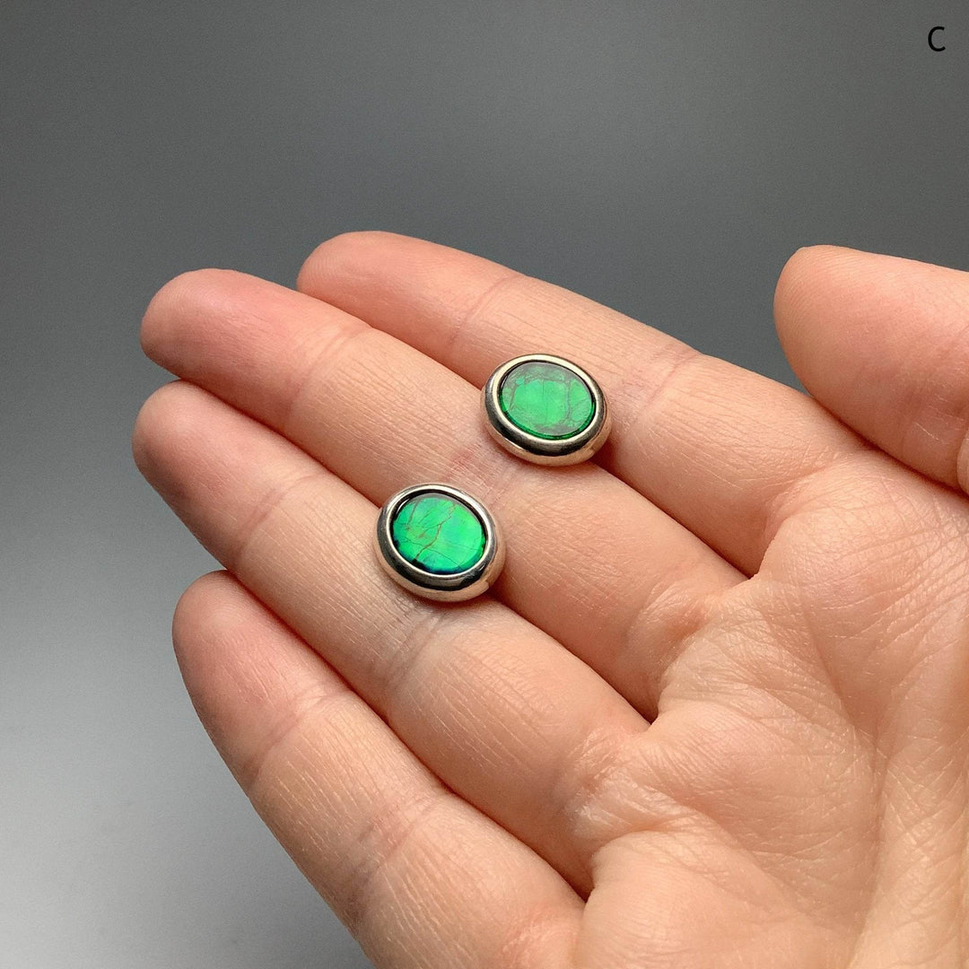 Alberta Ammolite Stud Earrings-Rocks and Gems Canada