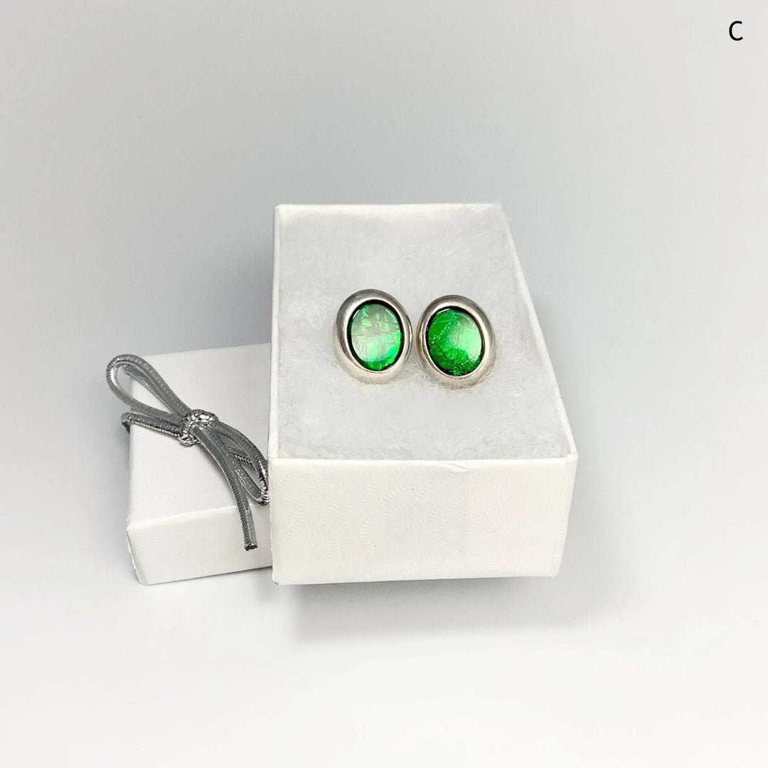 Alberta Ammolite Stud Earrings-Rocks and Gems Canada