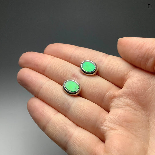 Alberta Ammolite Stud Earrings-Rocks and Gems Canada