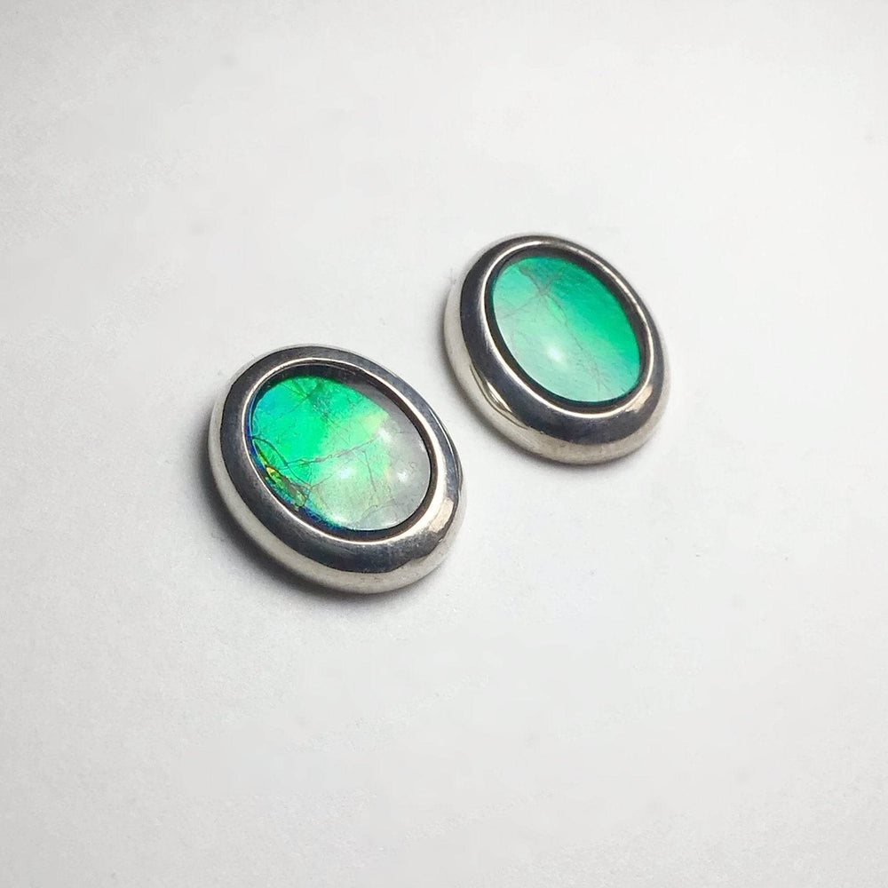 Alberta Ammolite Stud Earrings-Rocks and Gems Canada