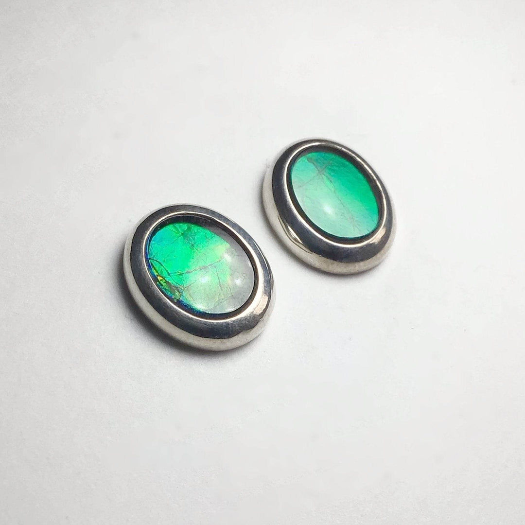 Alberta Ammolite Stud Earrings-Rocks and Gems Canada