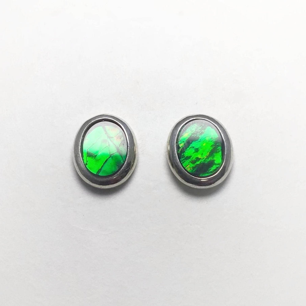 Alberta Ammolite Stud Earrings-Rocks and Gems Canada