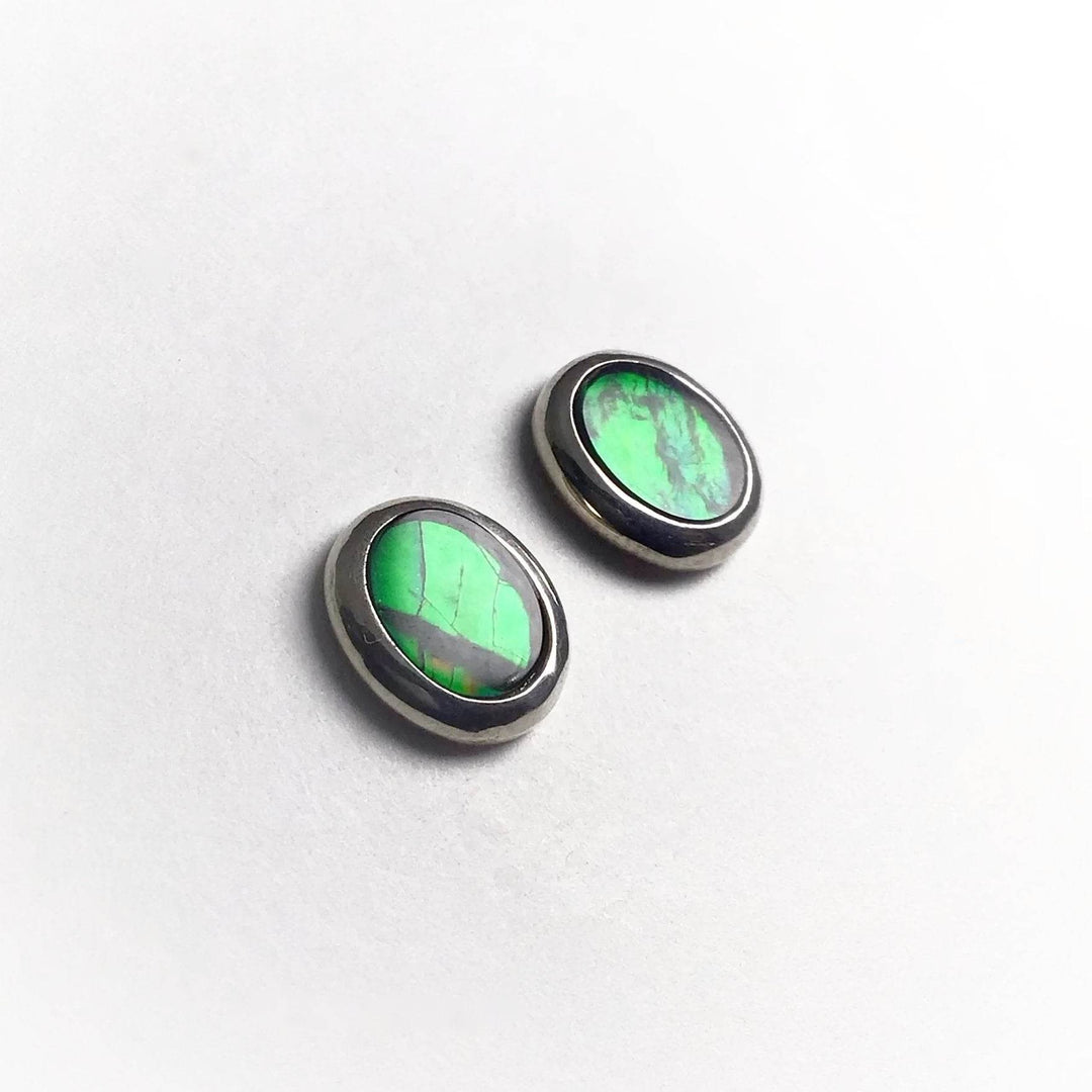 Alberta Ammolite Stud Earrings-Rocks and Gems Canada