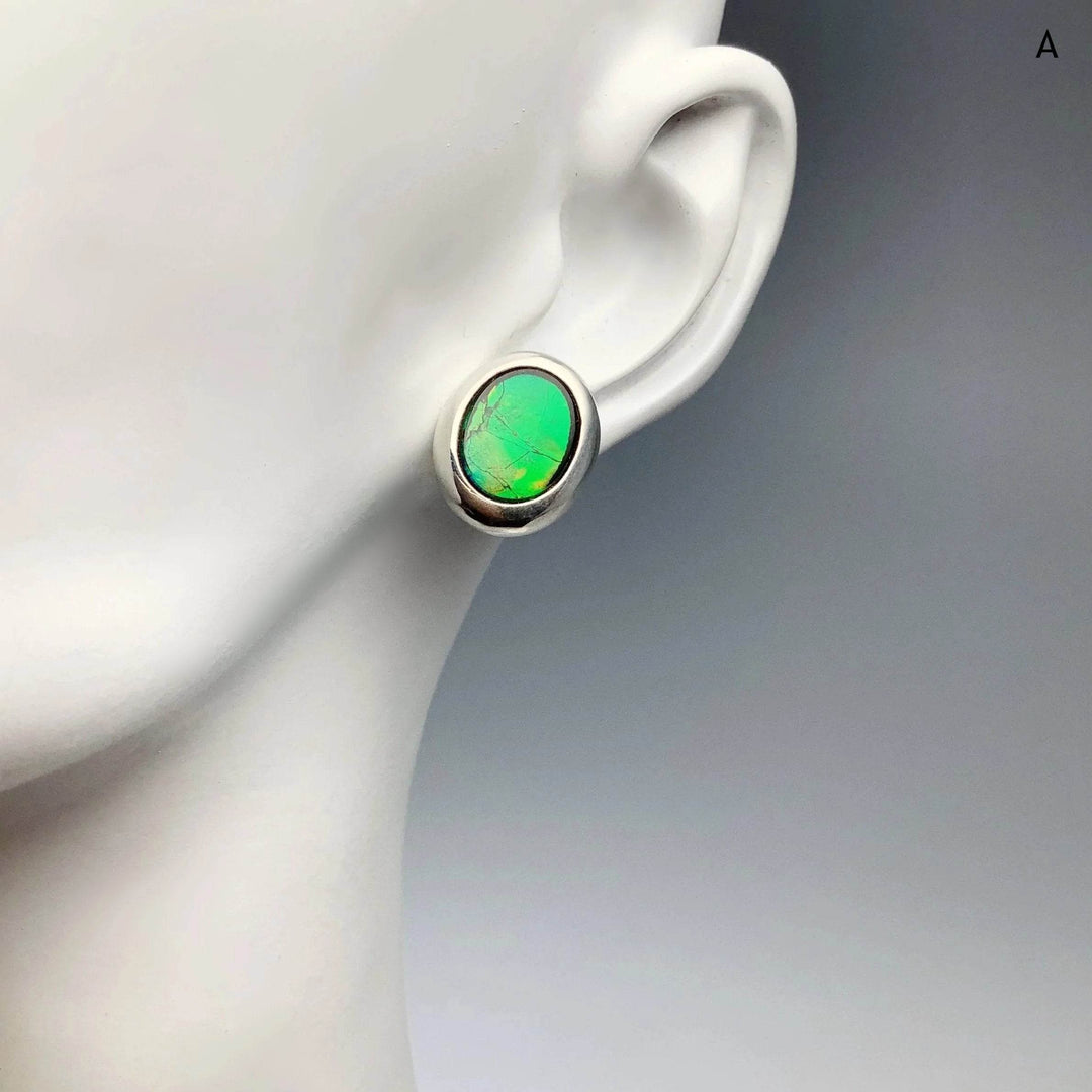 Alberta Ammolite Stud Earrings-Rocks and Gems Canada