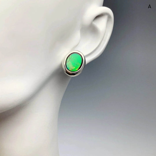 Alberta Ammolite Stud Earrings-Rocks and Gems Canada