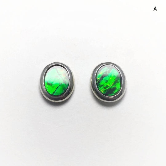 Alberta Ammolite Stud Earrings-Rocks and Gems Canada