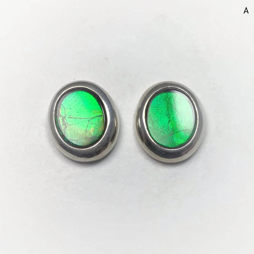 Alberta Ammolite Stud Earrings-Rocks and Gems Canada