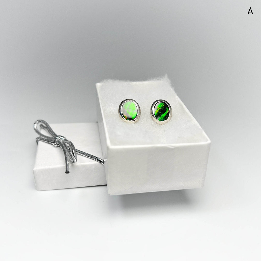 Alberta Ammolite Stud Earrings-Rocks and Gems Canada