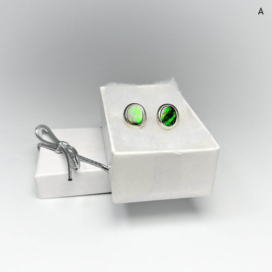 Alberta Ammolite Stud Earrings-Rocks and Gems Canada