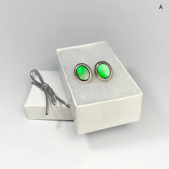 Alberta Ammolite Stud Earrings-Rocks and Gems Canada