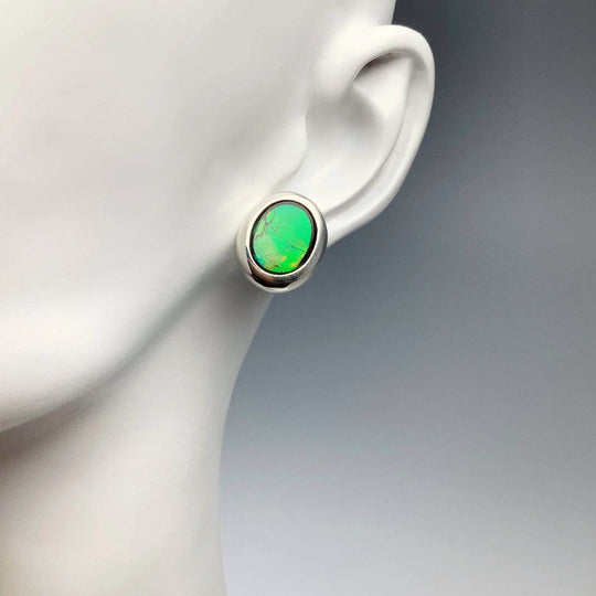 Alberta Ammolite Stud Earrings-Rocks and Gems Canada