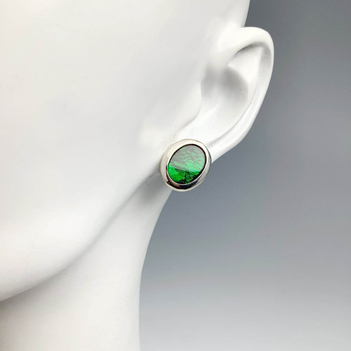 Alberta Ammolite Stud Earrings-Rocks and Gems Canada