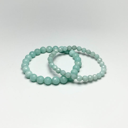 Amazonite Faceted Beaded Bracelet-Rocks and Gems Canada