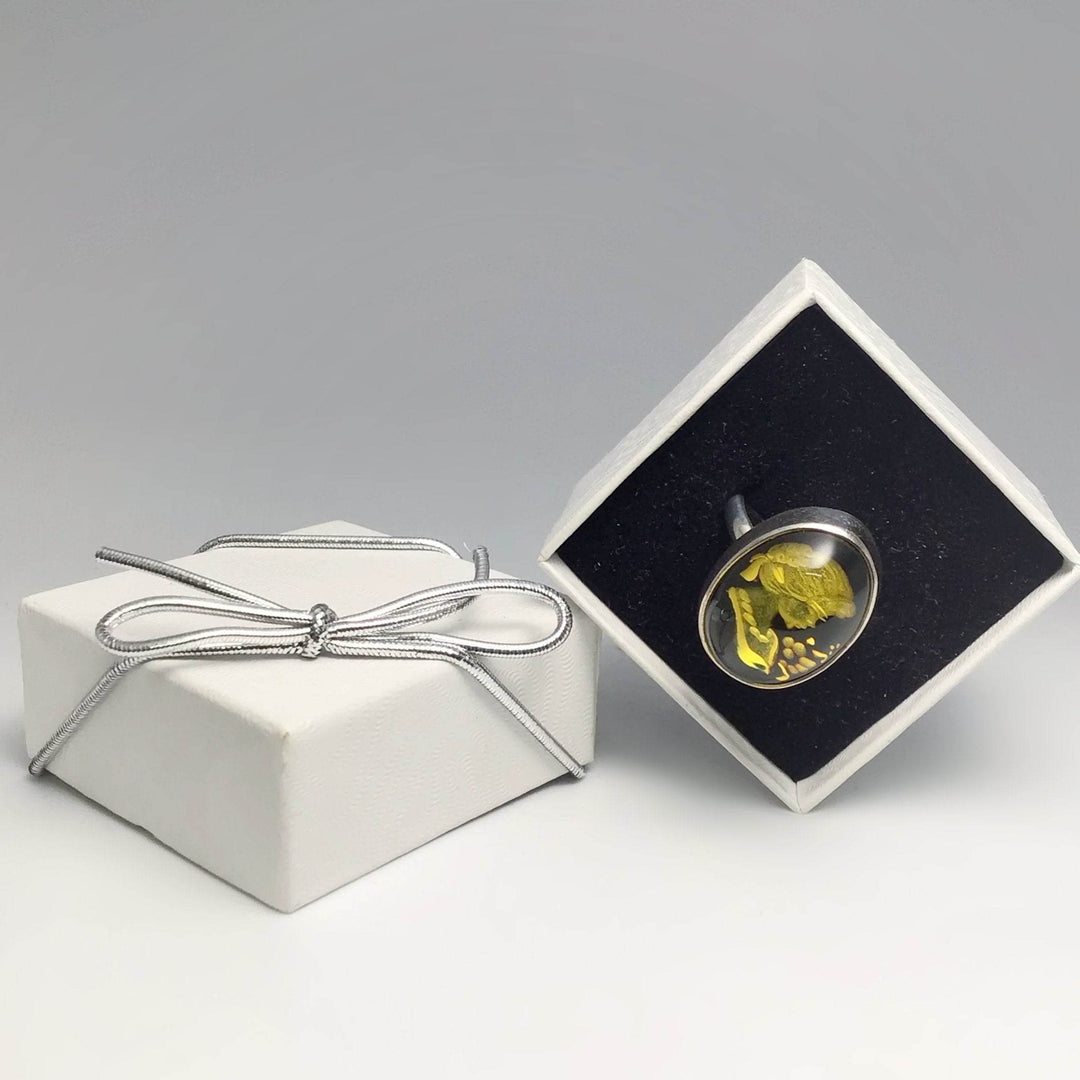 Amber Cameo Ring-Rocks and Gems Canada