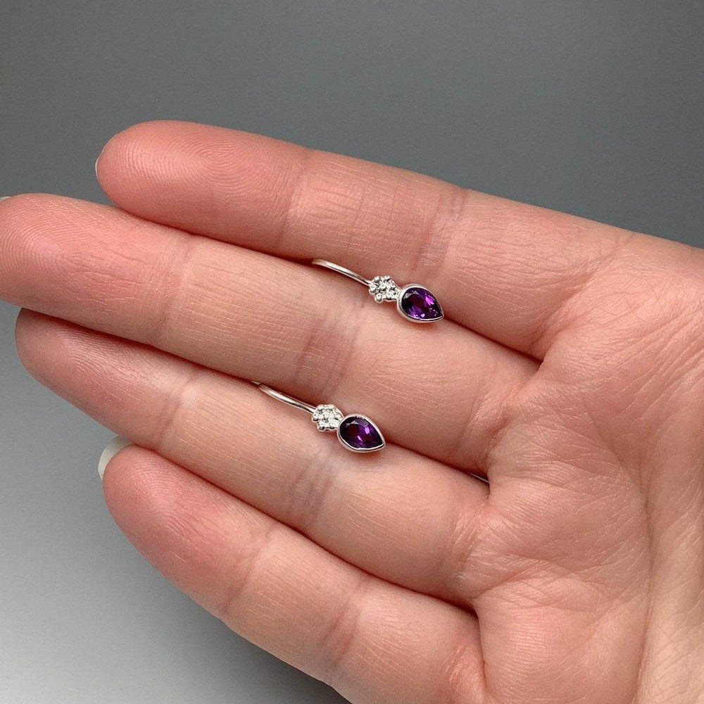 Amethyst Dangle Earrings-Rocks and Gems Canada
