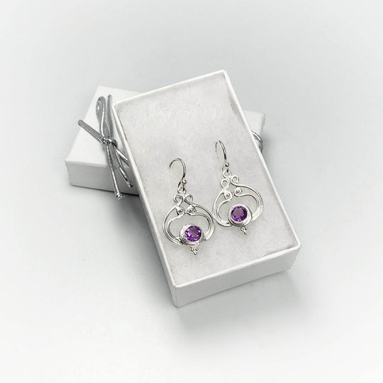 Amethyst Dangle Earrings-Rocks and Gems Canada