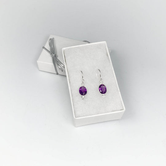 Amethyst Dangle Earrings-Rocks and Gems Canada