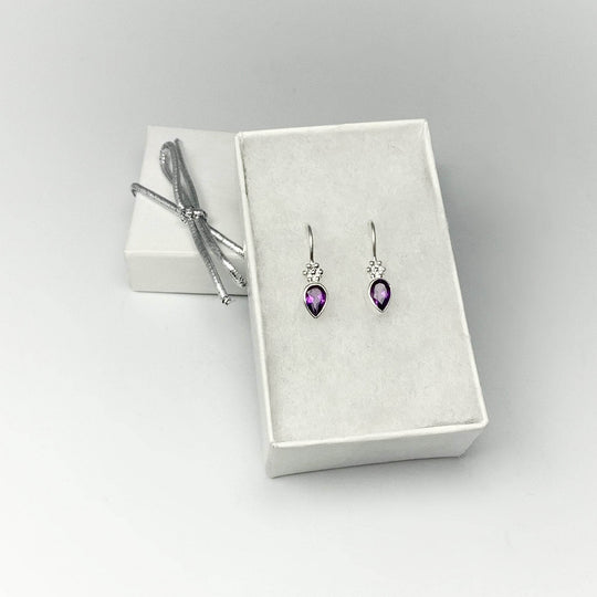 Amethyst Dangle Earrings-Rocks and Gems Canada