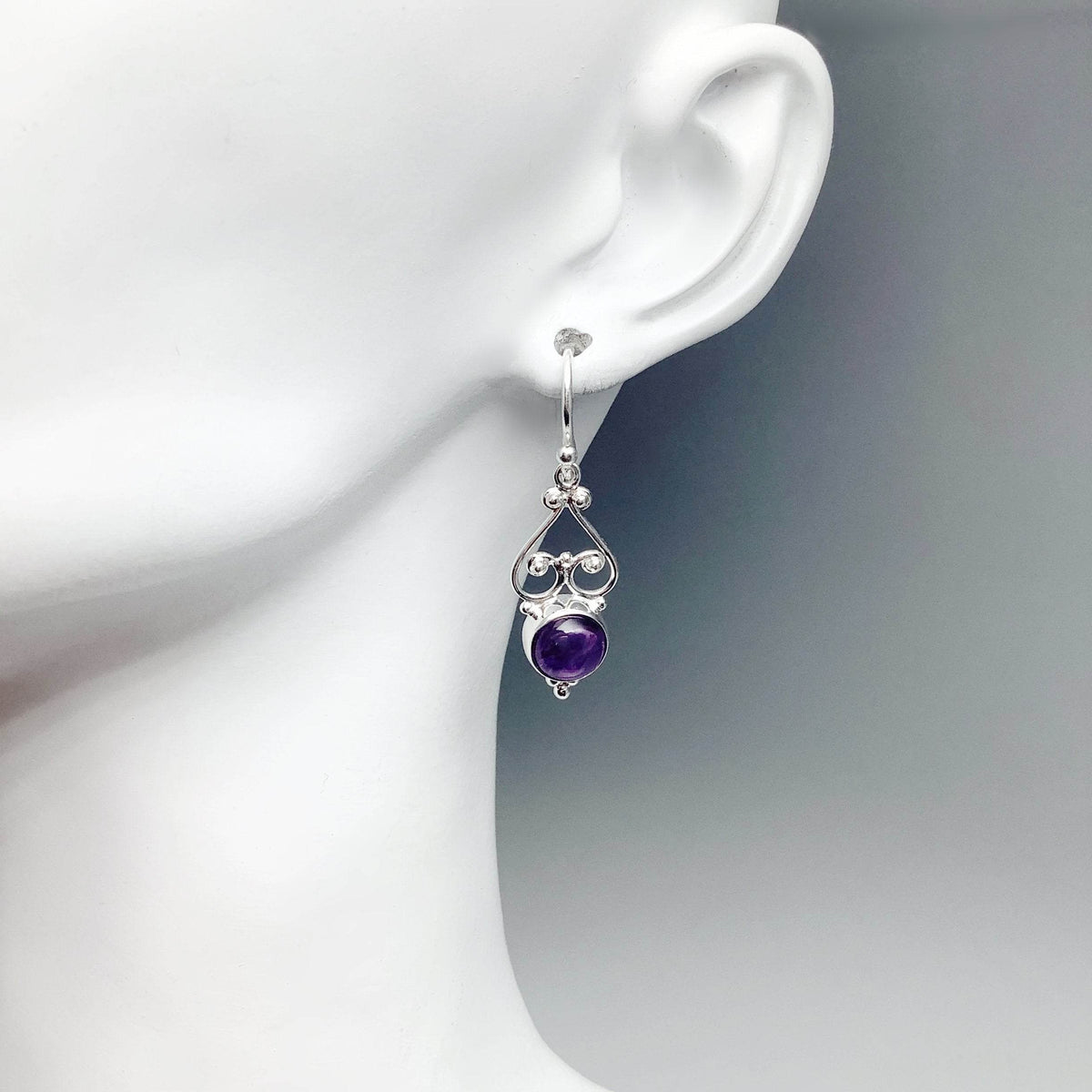 Amethyst Dangle Earrings-Rocks and Gems Canada
