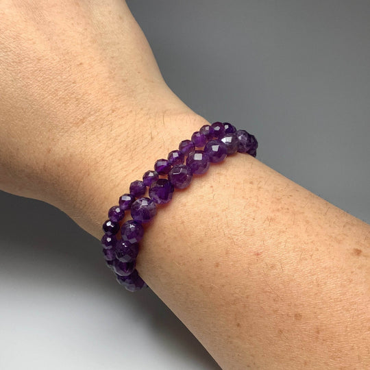 Amethyst Faceted Beaded Bracelet-Rocks and Gems Canada